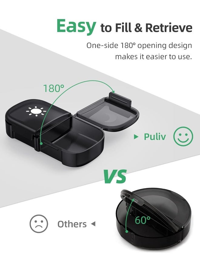 PULIV Extra Large Weekly Pill Organizer 2 Times A Day, One-Side Open Pill Box 7 Day For Easy Filling, Black Privacy Protection Am Pm Pill Case For Vitamins, Medication, Supplements, Fish Oils - Image 2